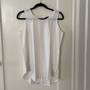 Ann Taylor - White Sleeveless Flowy Top with Gold Detailed Back Zipper